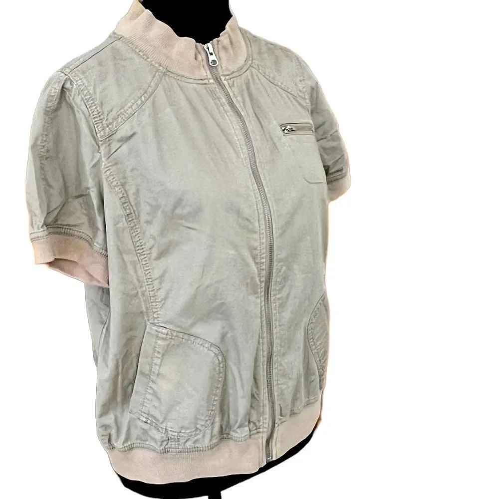 LOFT zip front tan top, size L - Picture 3 of 4